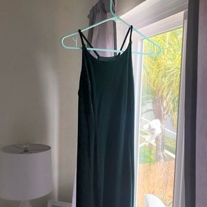 Green velvet maxi dress